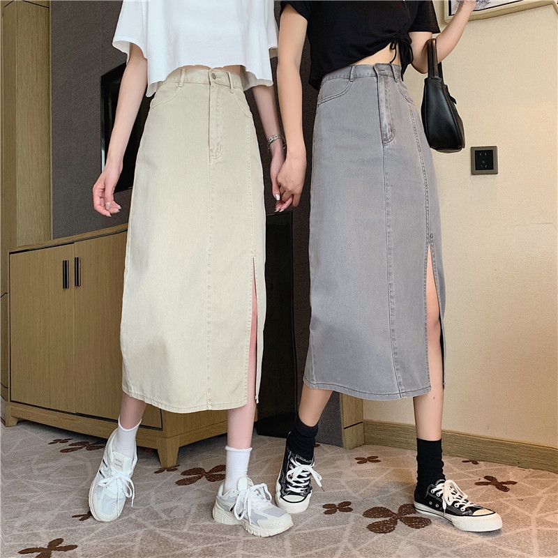 Chân Váy Denim Lưng Cao Dáng Chữ A Thiết Kế Xẻ Tà Thời Trang Hè Cá Tính Cho Nữ | BigBuy360 - bigbuy360.vn