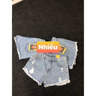 Quần short jean nữ lai bầu tua phối rách 4 nhỏ 09f11