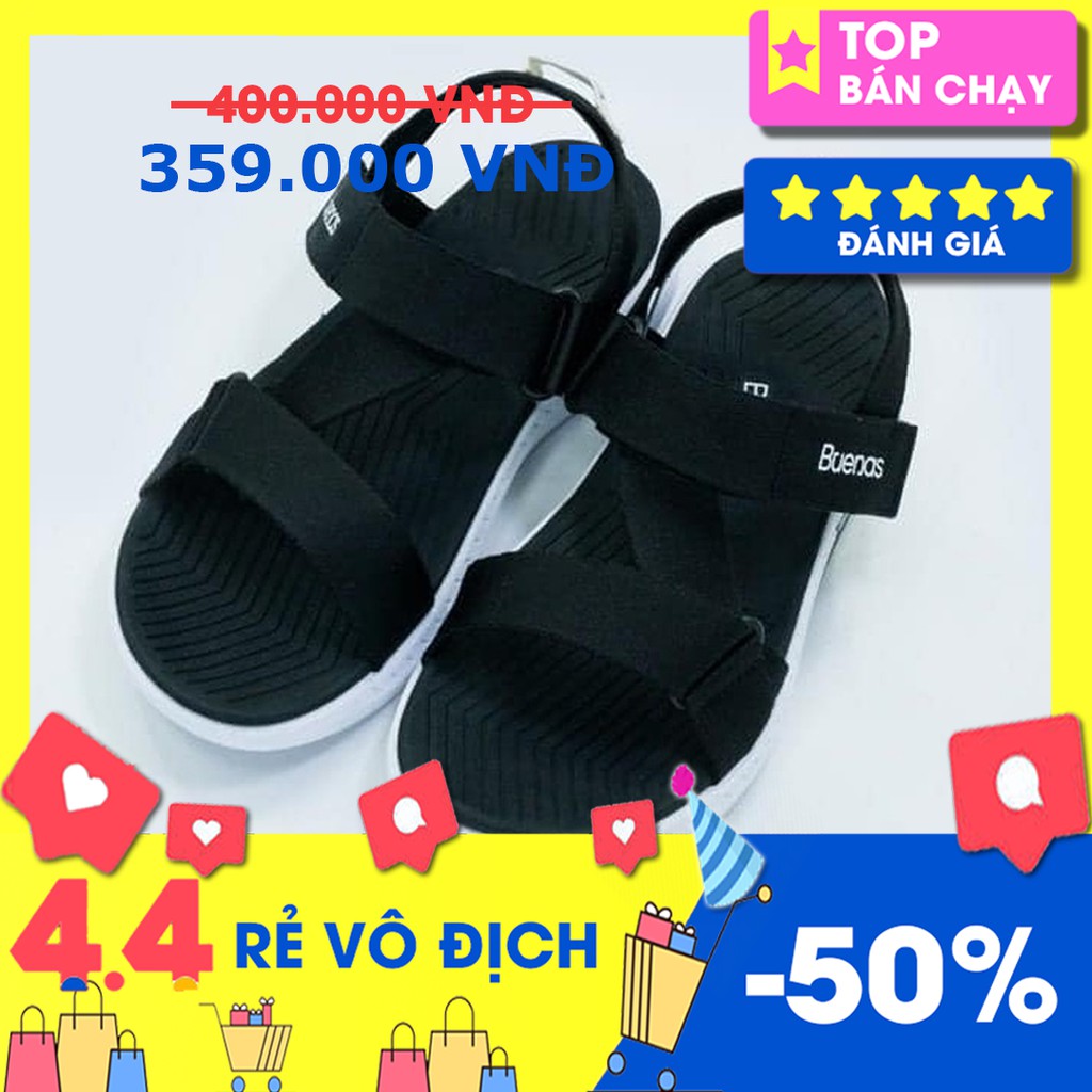 GIÀY SANDAL ĐI HỌC - BUENAS CHÍNH HÃNG F7 ĐEN TRẮNG SIZE 39, 40, 41, 42, 43 [GIÀY SANDAL NAM NỮ]