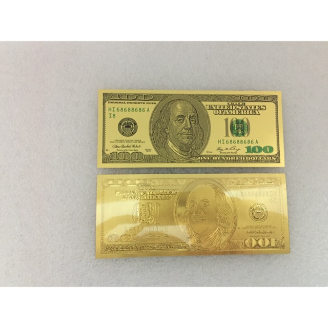 Tiền 2usd hoặc 100usd  Plastic Mạ Vàng