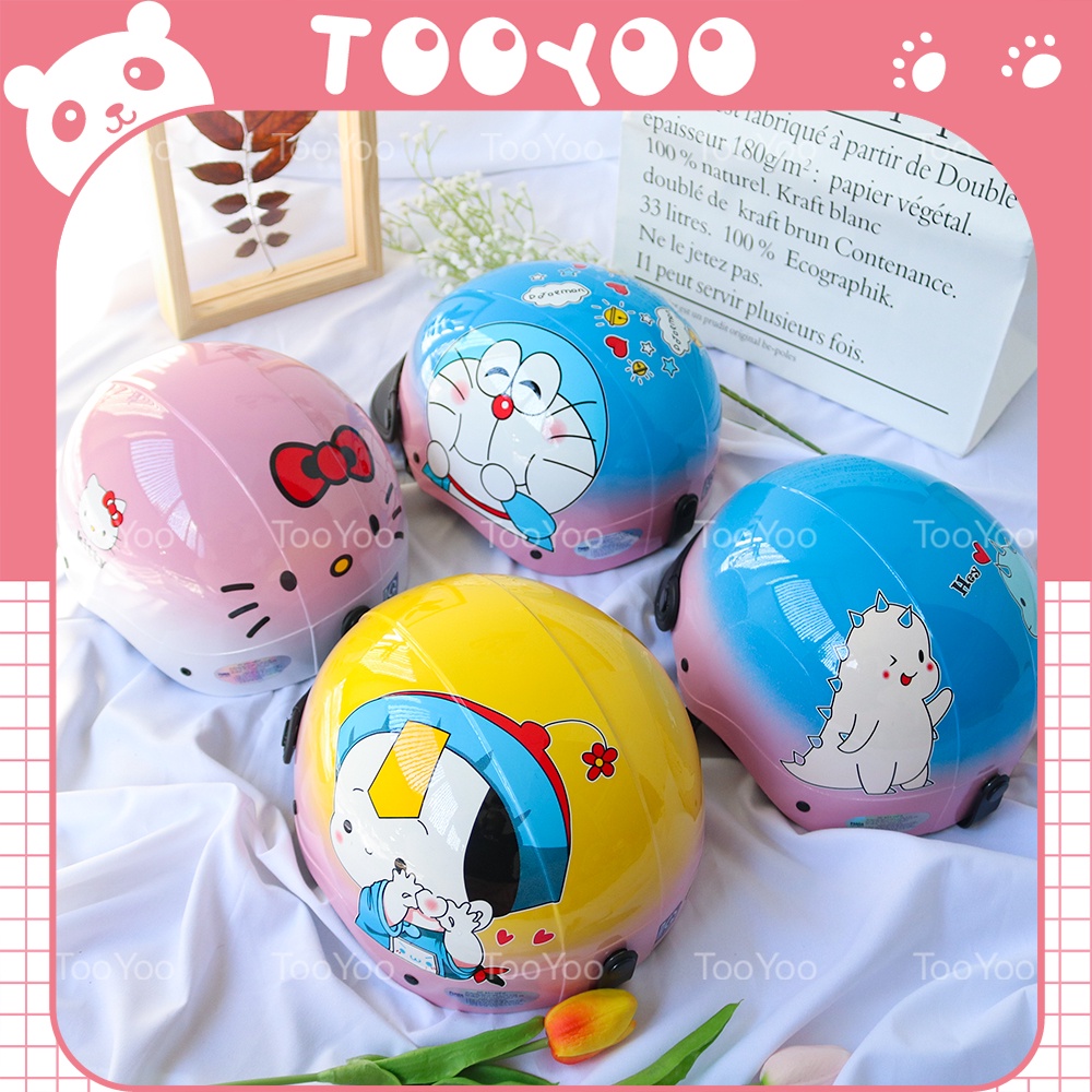 Mũ bảo hiểm nửa đầu người lớn DORAEMON, HELLO KITTY sơn bóng dễ thương cute TY0135