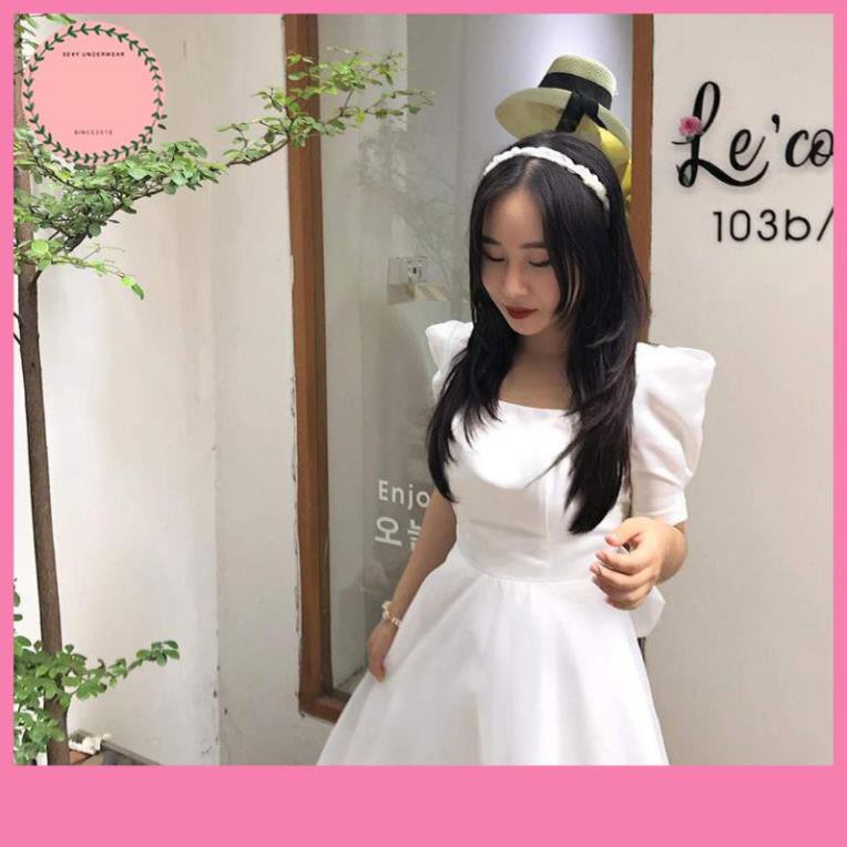 Đầm Nữ, Đầm dự tiệc trắng xòe nơ lưng Cindy Dress sang trọng V
