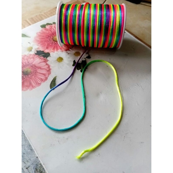 Dây thừng 3mm màu cầu vồng dùng làm mặt nạ/trang sức/vòng đeo tay/chìa khóa