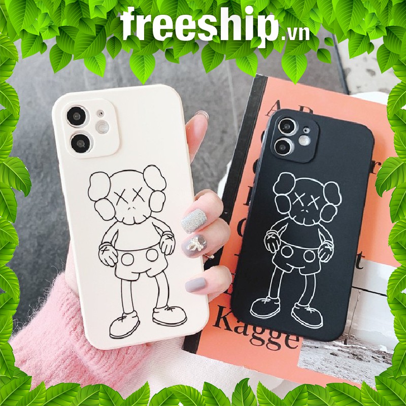 Ốp lưng iphone Kaws chân dài cạnh vuông 5/5s/6/6plus/6s/6splus/7/7plus/8/8plus/x/xr/xs/11/12/pro/max/plus/promax