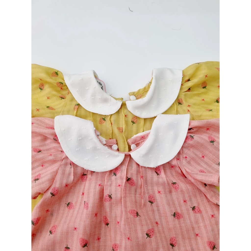 Set áo quần bé gái hồng dâu tây