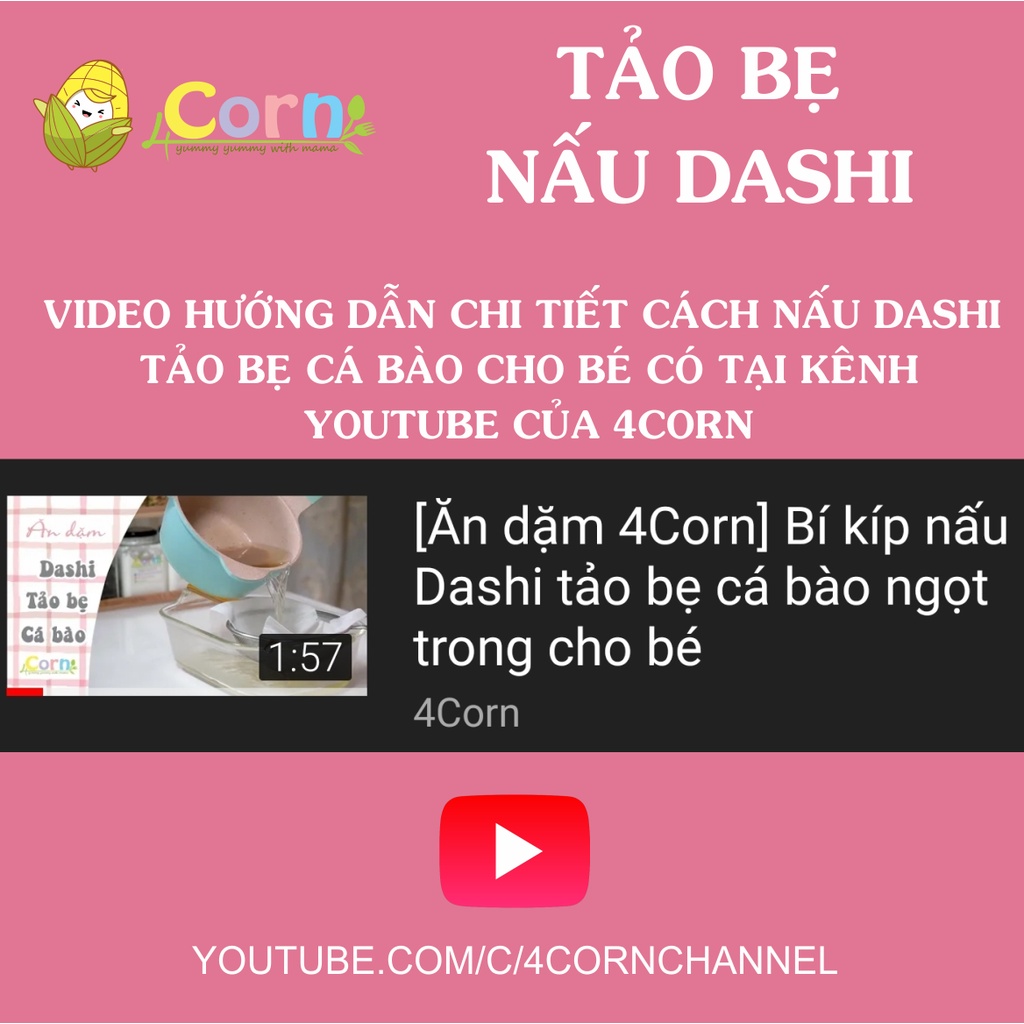 Tảo bẹ Cutting Konbu Hàn Quốc (Kombu) - Nấu nước dashi - Cho bé 5m+ (date: T11/2022)