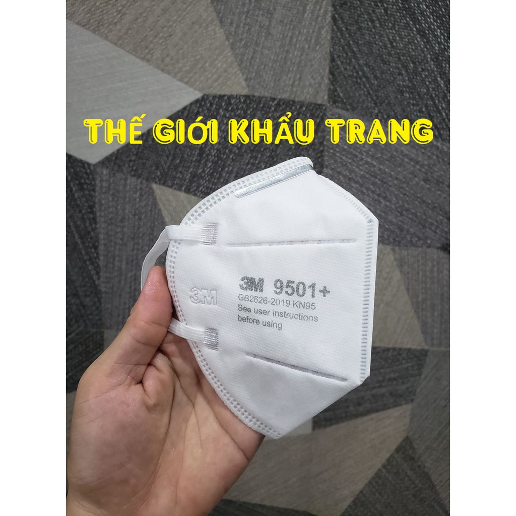 Khẩu trang 3M N95 9501v+, 9501+ chống bụi mịn PM2.5, dây thun đeo tai, hàng chính hãng