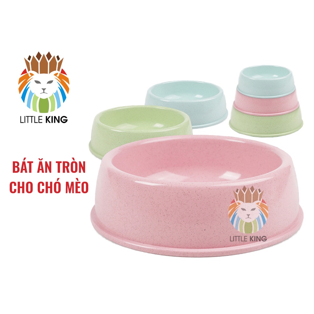 Bát ăn nhựa tròn cho chó mèo, thú cưng Little King pet shop, chất liệu nhựa PP an toàn