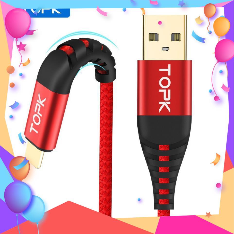 Dây Cáp Sạc IPNhanh TOPK AN42 Cho IP6/6s/7/7plus/8/8plus/X Đầu Nối USB Dây Nylon Bện Dài 1m