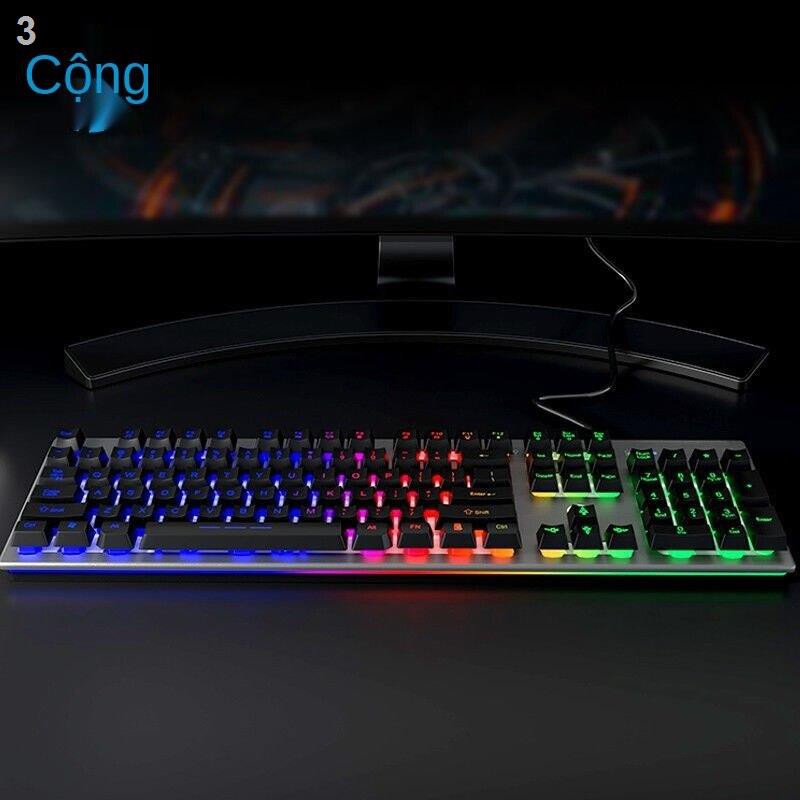 ✉HP Người thao tác thực sự cảm thấy bàn phím và bộ chuột chơi game có dây đèn nền đầy màu sắc đang ăn gà