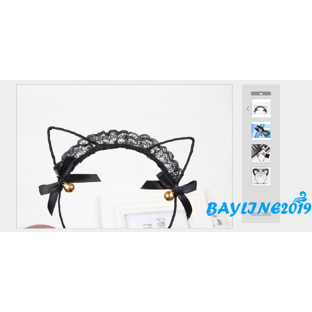 Cài Tóc Tai Mèo Vải Ren Màu Đen Thời Trang Cho Phụ Nữ