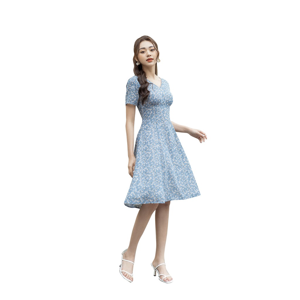 [Mã FAMALLT5 giảm 15% đơn 150k] Váy xoè cổ tim nhún Zym’s House - V1349