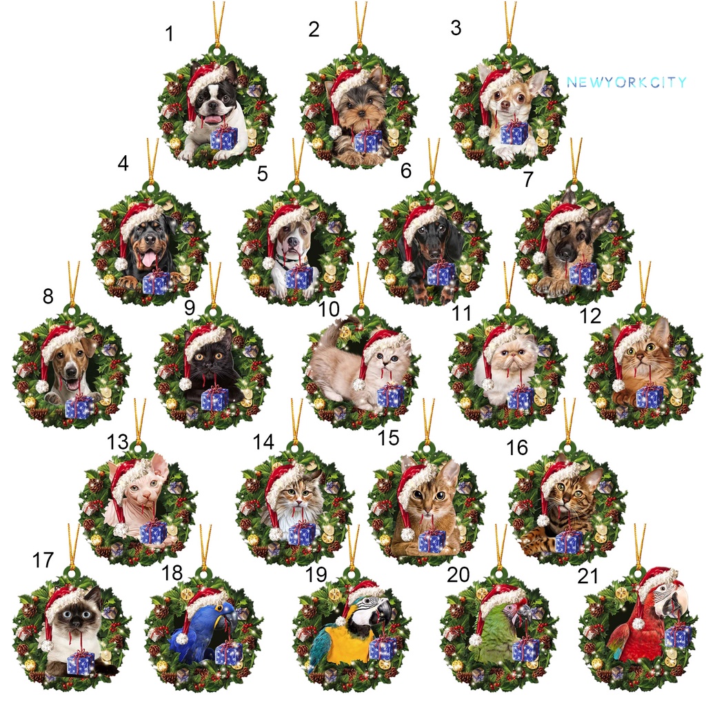 Vòng Nguyệt Quế Treo Trang Trí Cây Thông Giáng Sinh Bằng Gỗ In Hình Động Vật