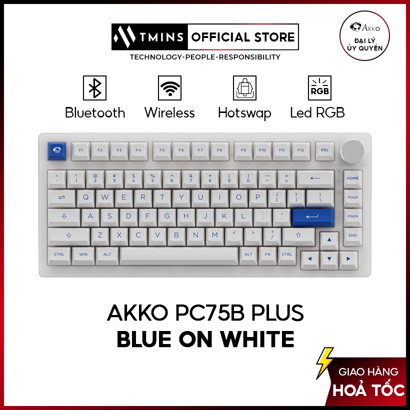 Bàn phím AKKO PC75B Plus Blue on White