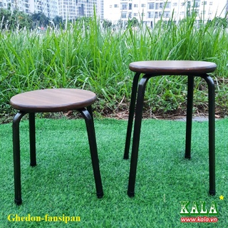 Ghế đôn Fansipan Patio chân sắt mặt gỗ