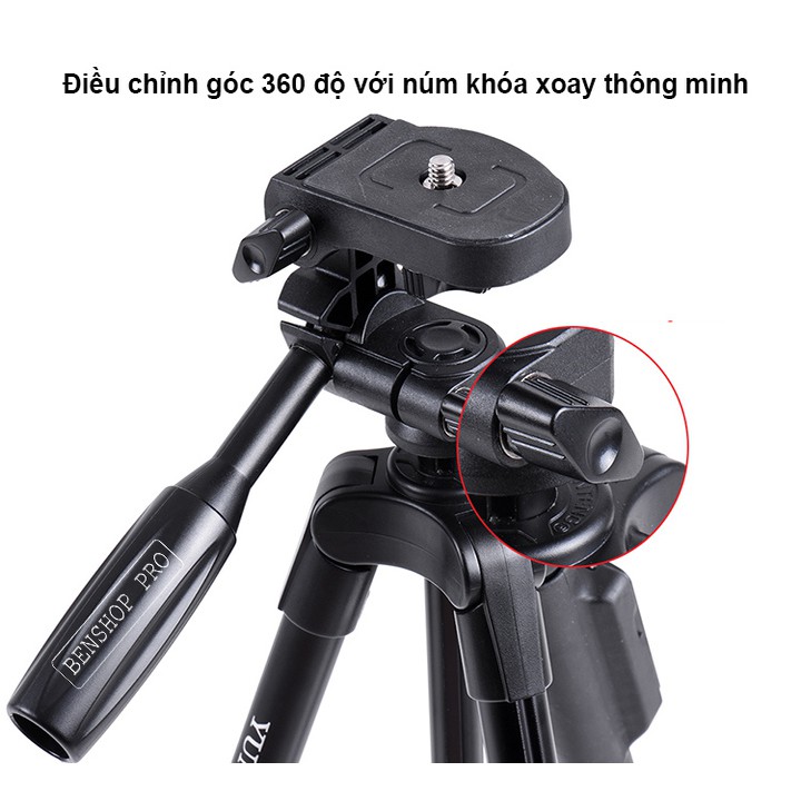 Tripod - Chân đế điện thoại, chân đế máy ảnh Yunteng VCT 5208 kiêm giá đỡ có remote Bluetooth điều khiển chụp từ xa