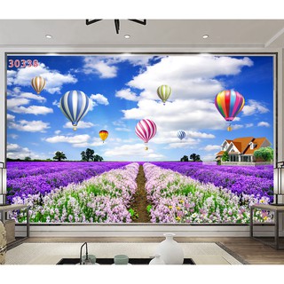 Tranh Dán Tường 3D,Cánh Đồng Hoa Oải Hương,333(Đã tích hợp sẵn keo)