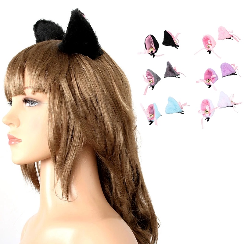 1 Cặp Kẹp Tóc Hình Tai Mèo Dễ Thương Phong Cách Lolita