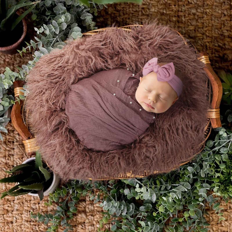 Bộ 3 Chăn Lông Quấn Em Bé Sơ Sinh Kèm Băng Đô Xinh Xắn