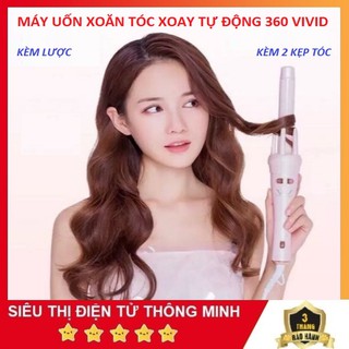 MÁY LÀM TÓC,MÁY UỐN XOĂN XOAY TỰ ĐỘNG 360 VIVID & VOGUE HÀN QUỐC - TẶNG KÈM LƯỢC VÀ 2 KẸP TÓC