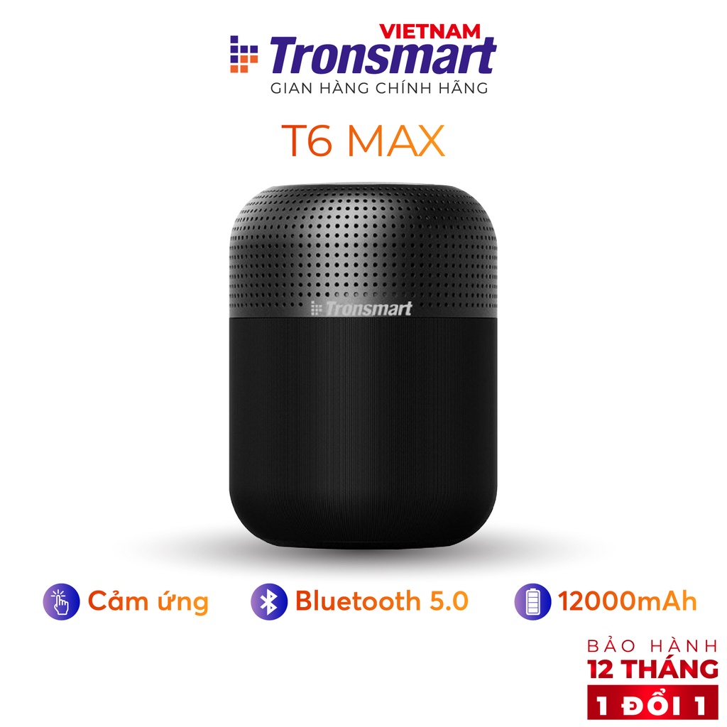 Loa Bluetooth 5.0 Tronsmart Element T6 Max TM-365144 - Công suất 60W Hỗ trợ TWS và NFC ghép đôi 2 loa - Hàng chính hãng