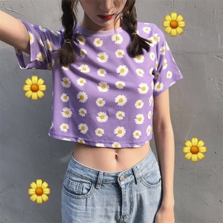 Áo croptop tím hoa