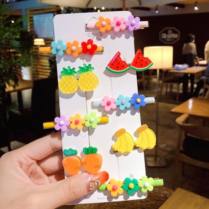 Set 10 Kẹp Tóc Hình Kẹo Mút / Trái Cây Xinh Xắn Dành Cho Bé Gái