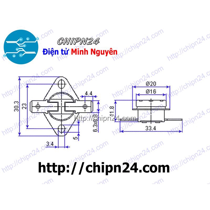 [1 CÁI] (F72) Cầu Chì Nhiệt KSD301 Thường Đóng 80 Độ (10A 250VAC)