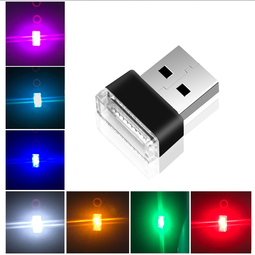 Đèn LED USB mini 7 màu tùy chọn dùng trang trí xe ô tô/máy tính