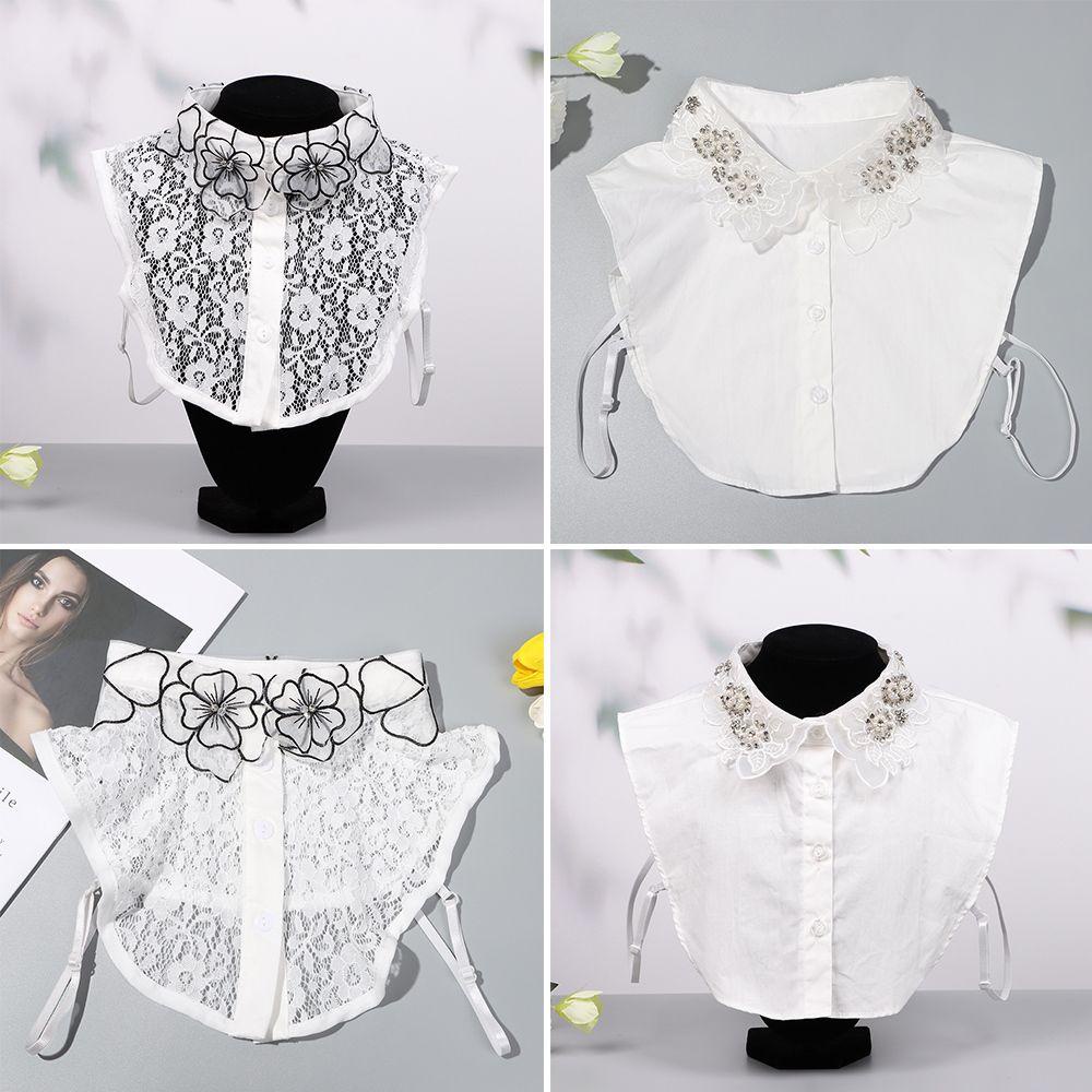 Cổ Áo Giả Bằng Cotton Phối Ren Hoa Phong Cách Cổ Điển