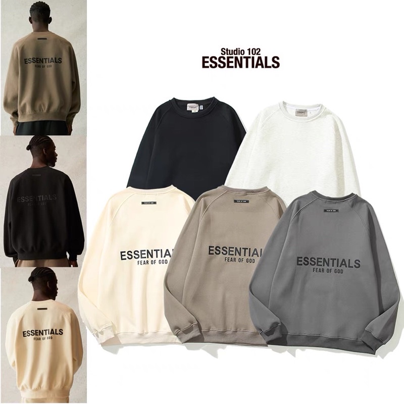 Áo nỉ lót lông ESSENTIALS hàng đẹp chữ in nổi