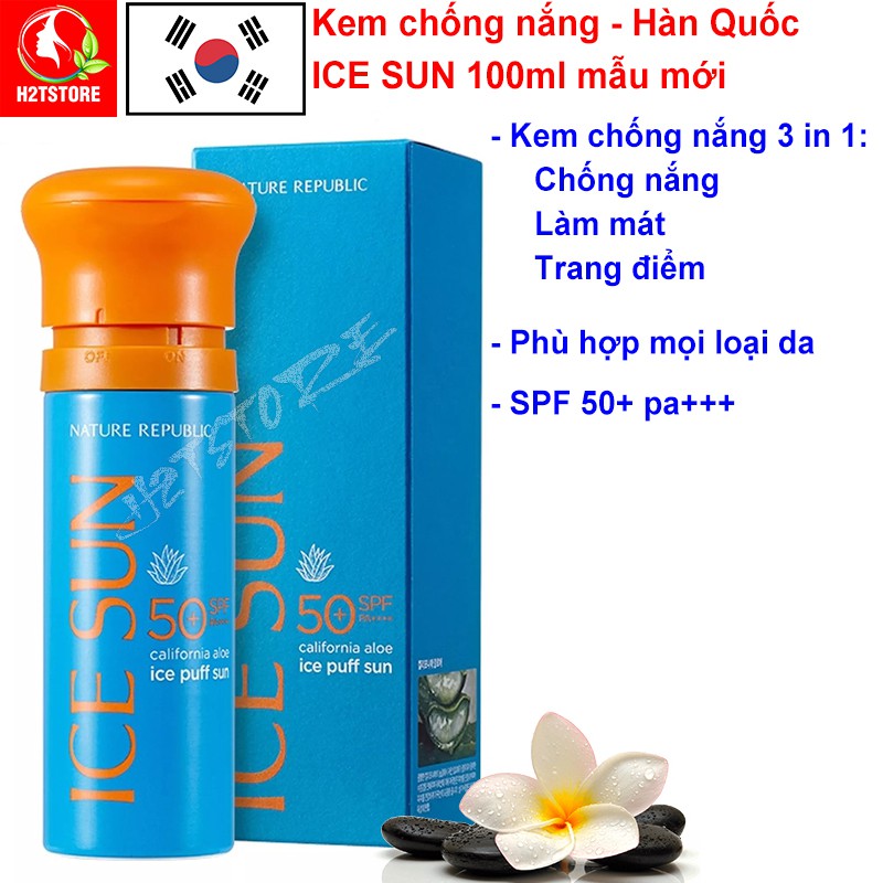 [Mẫu Mới Màu Xanh] Kem Chống Nắng Hàn Quốc ICE SUN Nature Republic SPF 50 PA+++