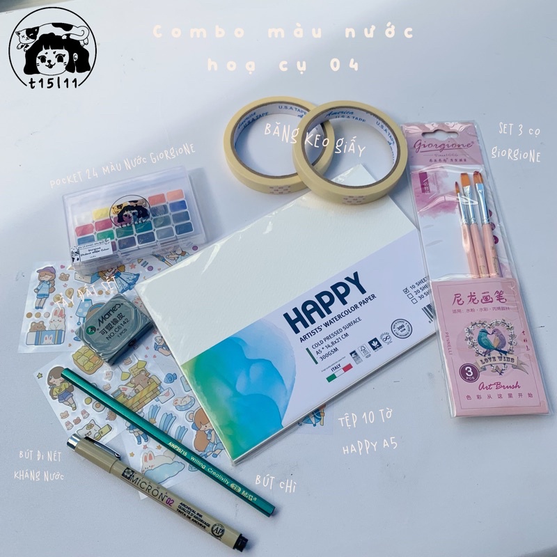 Combo Hoạ Cụ 04 - Combo màu nước đầy đủ cho người mới bắt đầu.