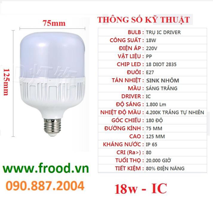 Bóng đèn LED đủ 12w, 13w, 18w trụ, UFO đui E27