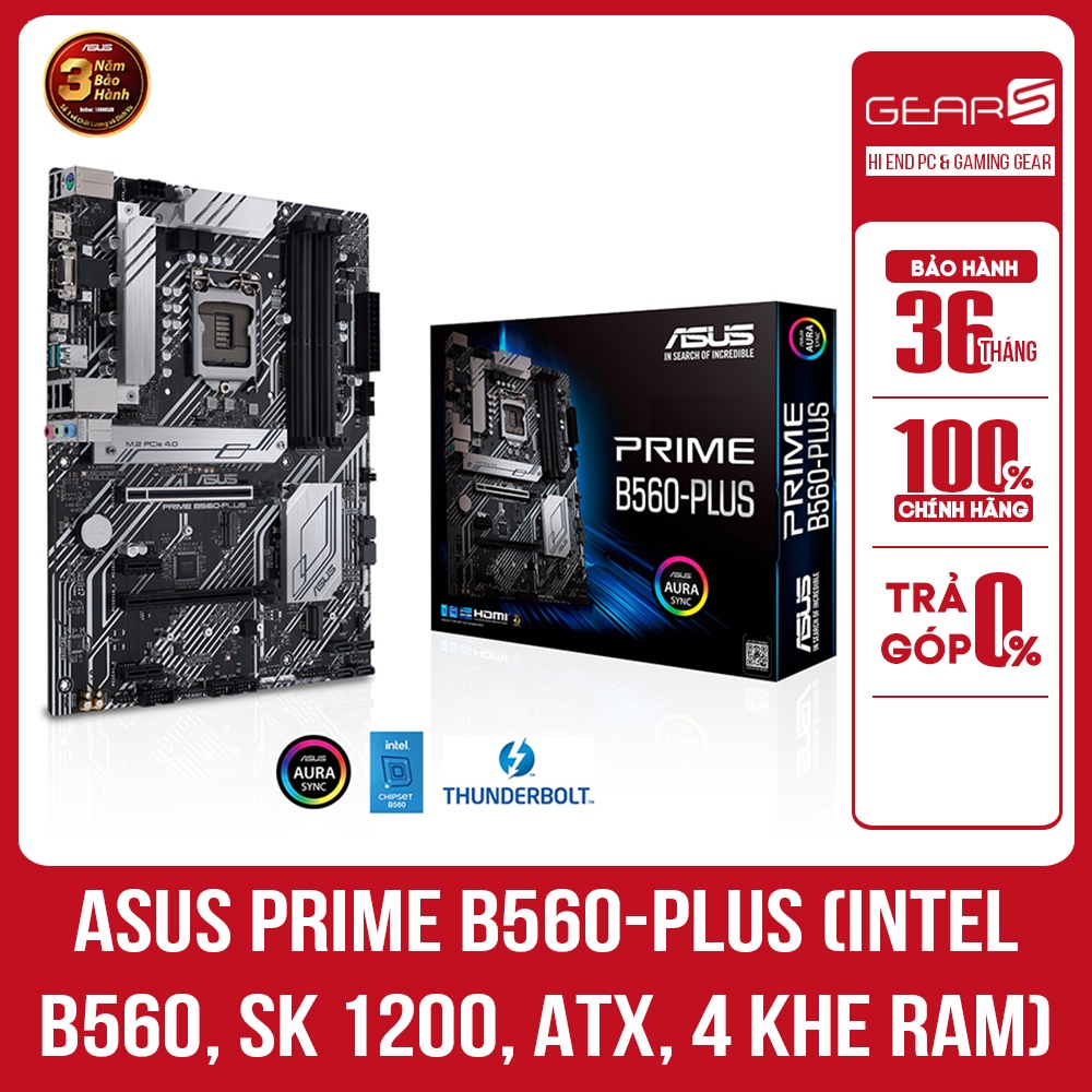 Bo mạch chủ ASUS PRIME B560-PLUS (Intel B560, Socket 1200, ATX, 4 khe Ram DDR4) - Bảo hành chính hãng 36 Tháng