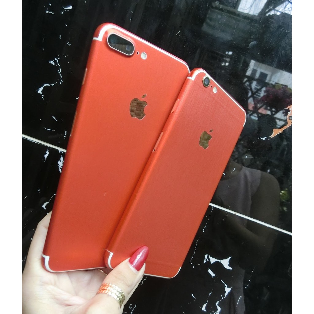 Dán decal nhôm xước iPhone 7 7 Plus Đỏ (Red)