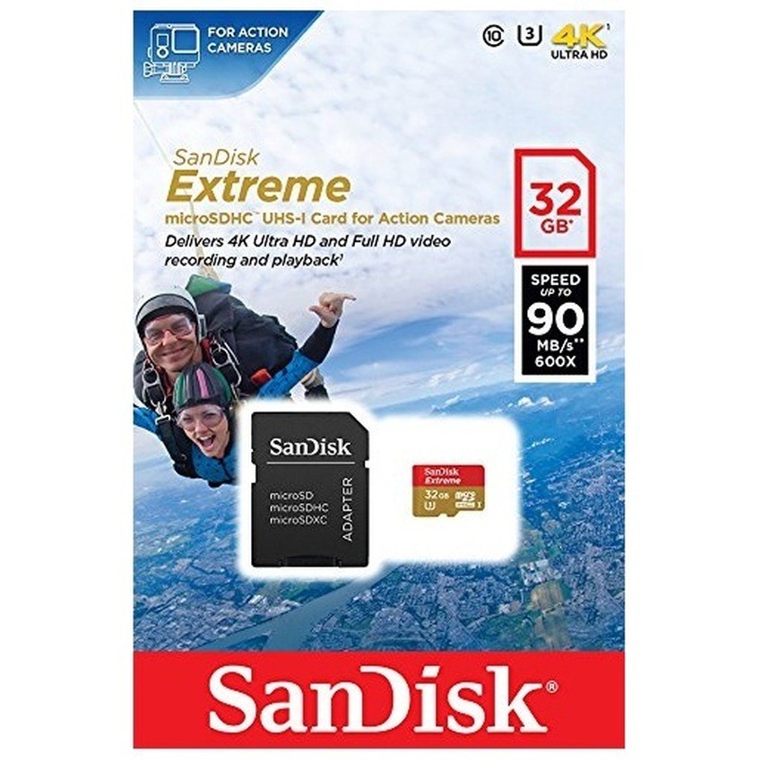 Thẻ nhớ microSDHC Sandisk Extreme 32GB 667X A1 V30 UHS-I U3 100MB/s - Kèm Adapter (Vàng) - Nhất Tín Computer