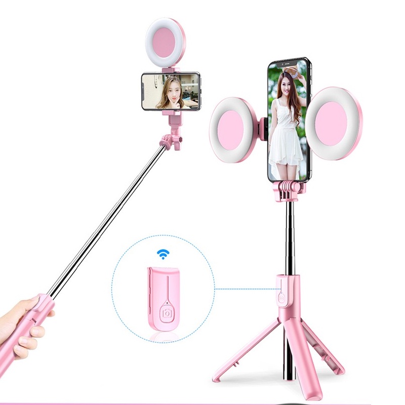 Gậy Chụp Ảnh Selfie Mini Bluetooth Có Thể Điều Chỉnh Xoay 360 Độ Có Đèn Led
