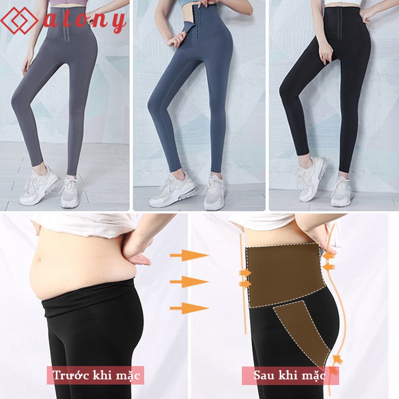 Quần Legging Định Hình Cạp Cao Gen Bụng, Nâng Mông ATONY, Có Móc Khóa, Co Giãn 4 Chiều - Tâp Gym, Yoga, Aerobic, Zumba