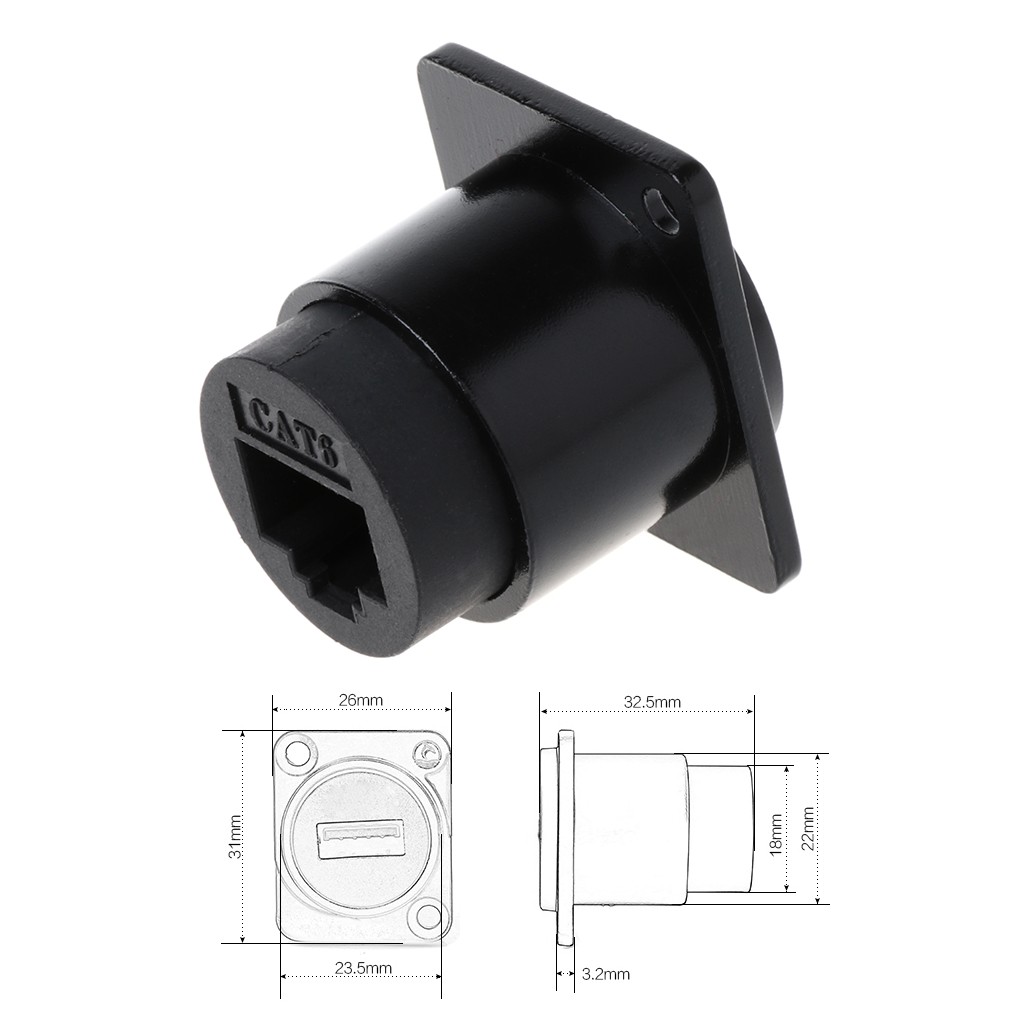 D-type Module RJ45 Socket Cable Female Signal Connector Cat6 Panel Mount Network Ethernet Extension Interface Adapter