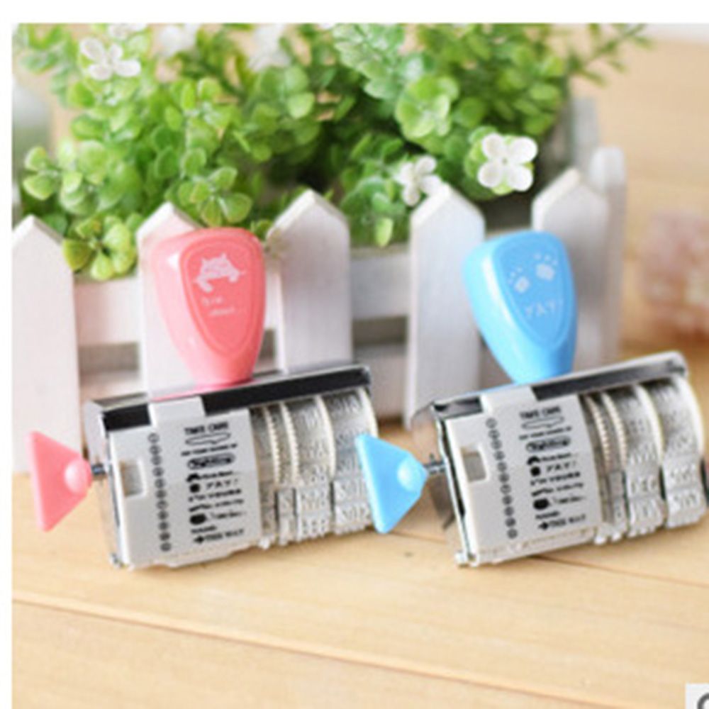 EPOCH for Photo Diary Text Words and Date Stamp Metal DIY Album Tools Roller Stamps Ink Pad Stamp Roller Knob Kawaii Plastic Stationery Retro Rubber Wheel/Multicolor