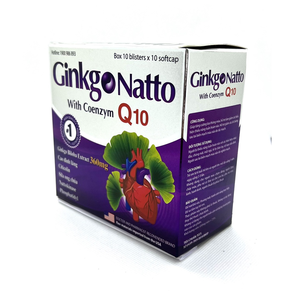 Hoạt huyết dưỡng não, bền thành mạch Ginkgo Nato 360mg hộp 100 viên chính hãng