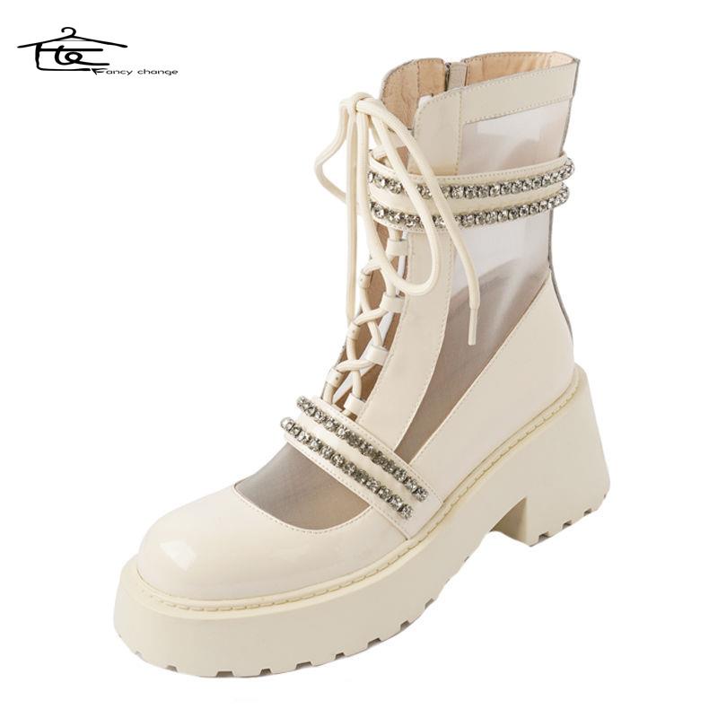 Giày Bốt Martin Đế Dày Phối Lưới Thoáng Khí Thời Trang Xuân Hè 2022 Cho Nữ