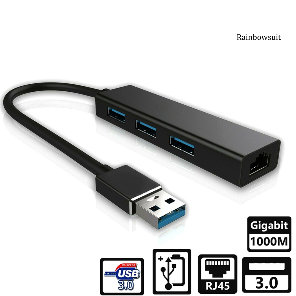 Bộ Chia 3 Cổng Usb 3.0 Gigabit Ethernet Lan Rj45 Cho Windows / Mac