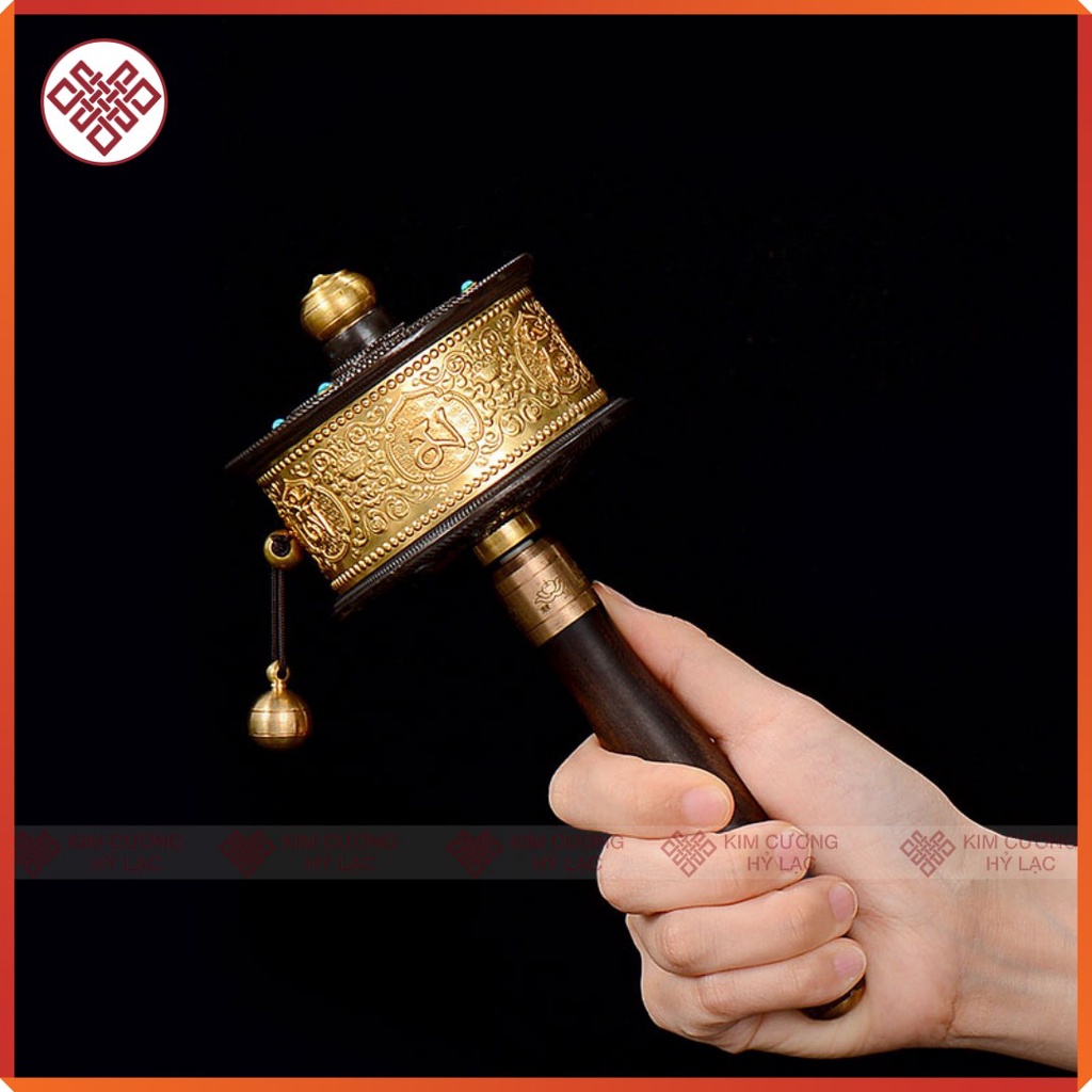 Kinh Luân Cầm Tay Mật Tông [Kim Cương Hỷ Lạc] Viền Đen Đính Đá