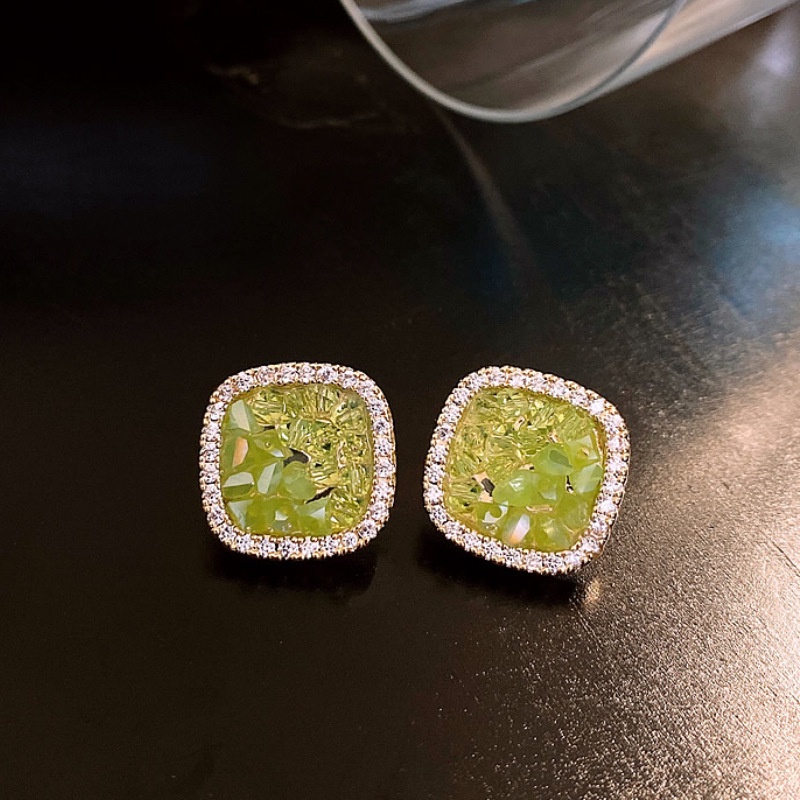 Khuyên Tai Hình Vuông Đính Đá Zircon 2022 Phong Cách Hàn Quốc