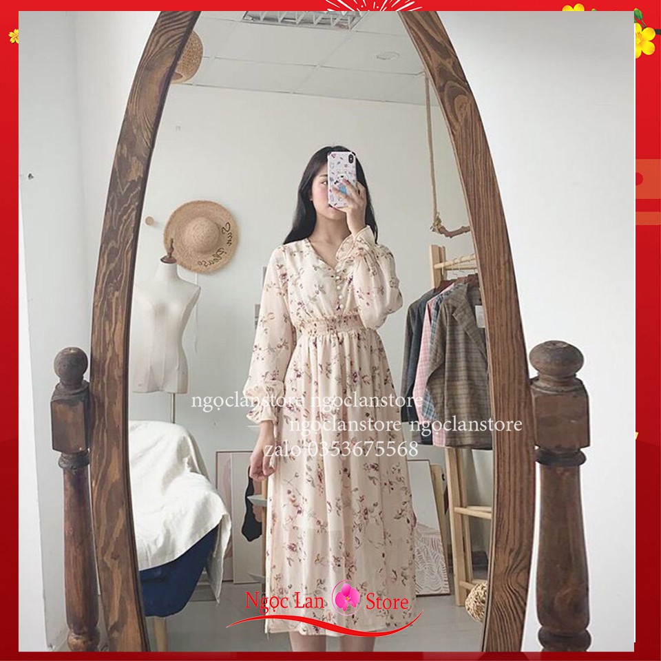 Váy Đầm Voan Tơ Cúc Ngọc Dáng Dài