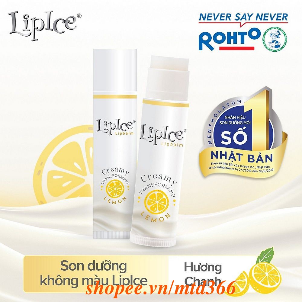 Son Dưỡng Lipice Creamy Hương chanh (Lemon) 4.3g Không Màu Chuyển Kem Mịn.