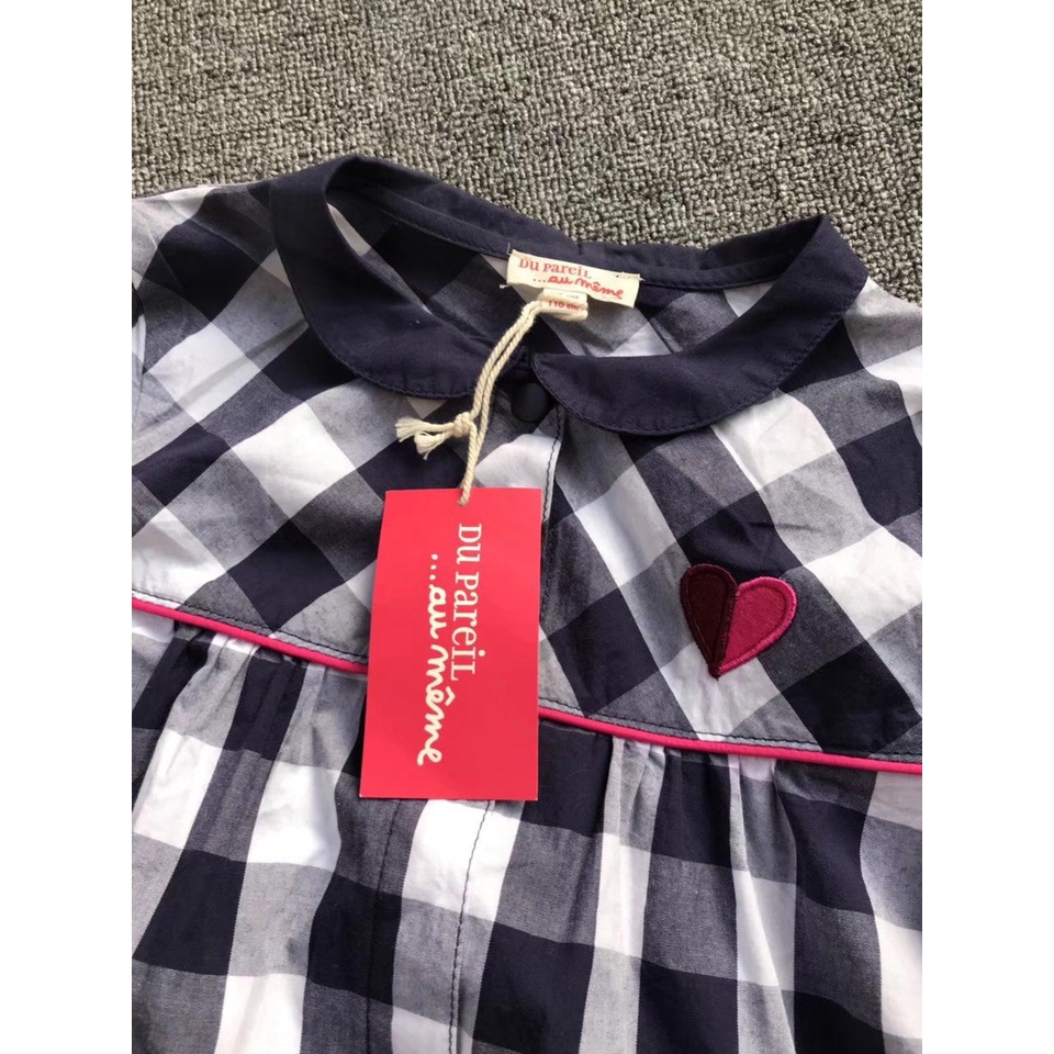 Váy caro Dpam bé gái cổ sen dư xịn