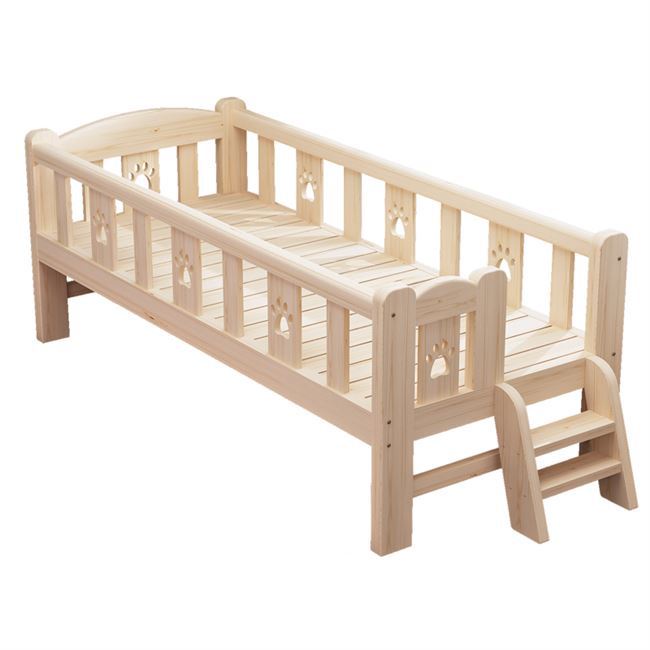 Giường gỗ, giường ngủ cho bé có thanh chắn giường quây 4 mặt có cầu thang size 128*60*40 chất liệu gỗ thông